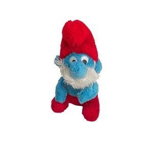 Vintage Papa Smurf Plush Stuffed Toy 8" Peyo Wallace Berrie & Co 1981